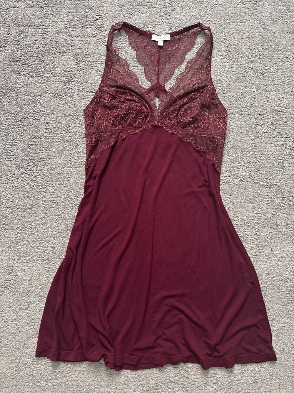 fleur’t Burgundy Chemise with Gold Lace-Trim
